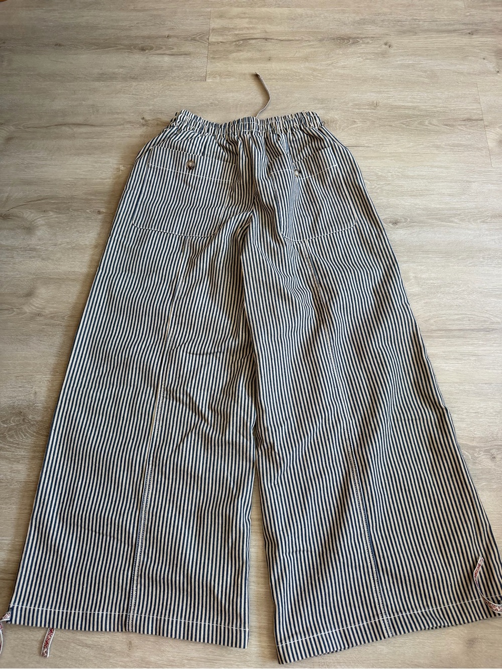 NoaBoa Restless Heart Striped Wide Leg Drawstring Boho Pants Size M - Picture 13 of 16